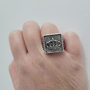 Brand New Silver Crown Square Ring Size: 9.75 US